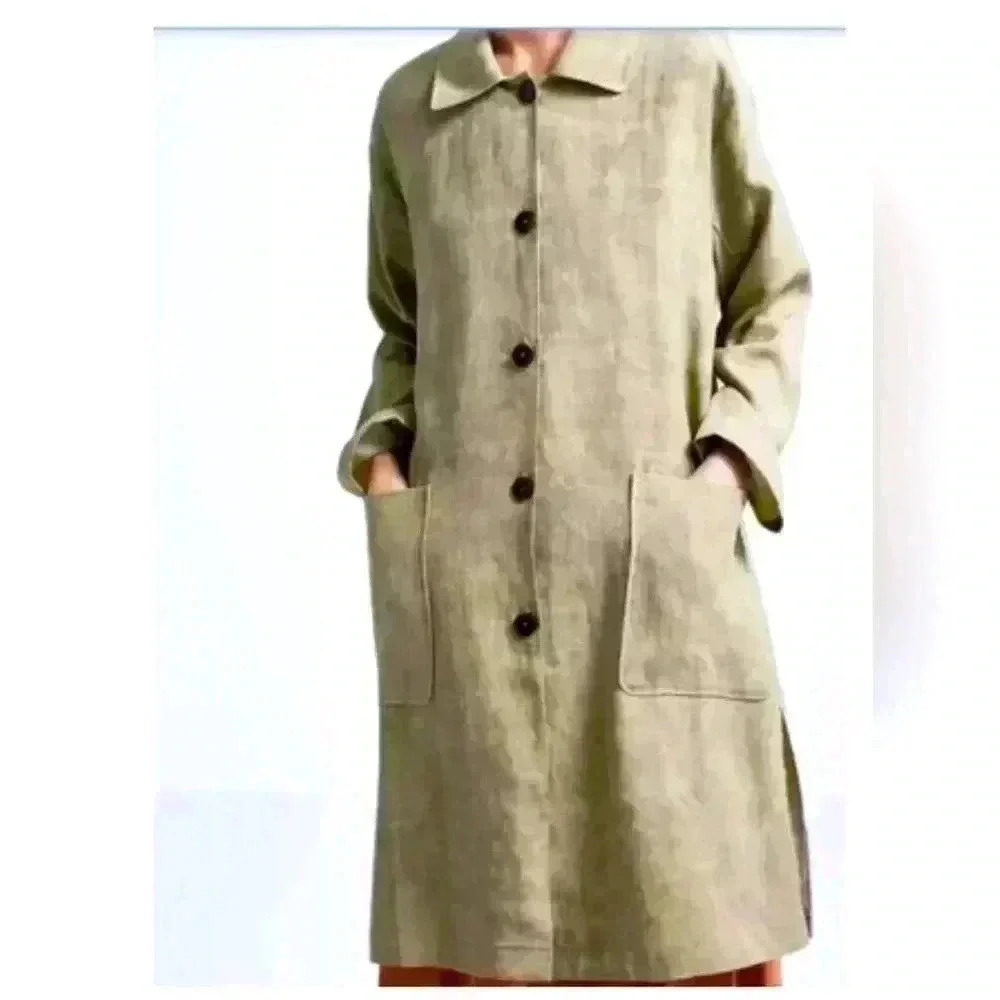 Zara  small lightweight khaki green car coat. Weathered look relaxed fit.NWOT